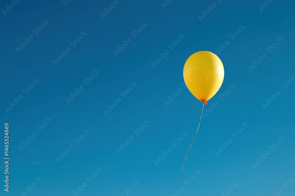 Aufkleber bright yellow balloon floating high in a clear blue sky on a sunny summer day generative ai