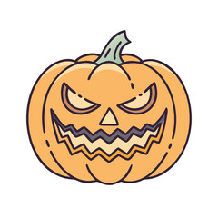 Isolated halloween pumpkin vector illustration for autumn holiday and spooky jack o lantern design