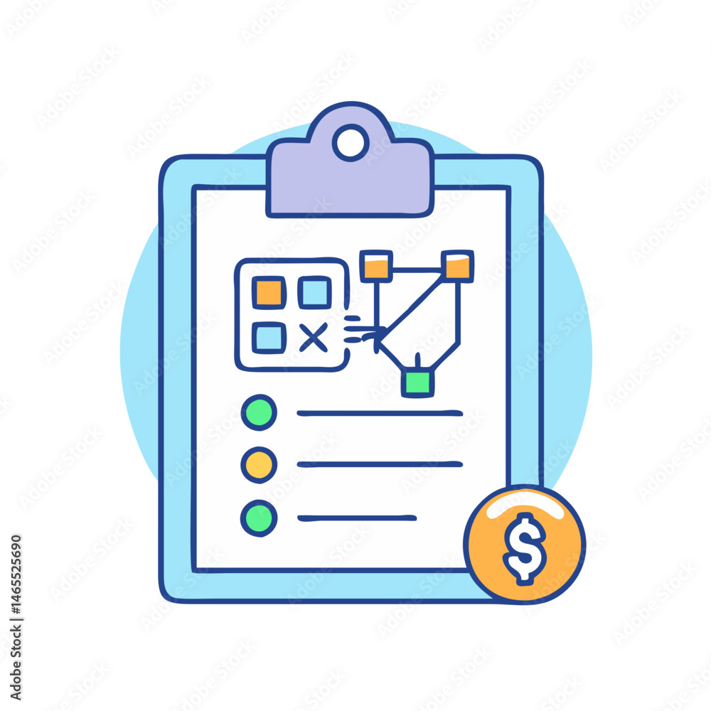 Poster clipboard checklist task management project planning diagram financial analysis report form