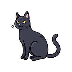 Illustration of a black cat domestic animal feline pet drawing cartoon vector art design graphic image