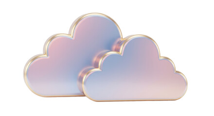 Isolated Iridescent Cloud Duo with Golden Outline