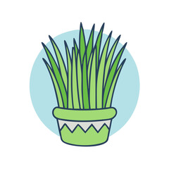 Illustration of green grass plant in pot for home decor and gardening concept vector graphic design