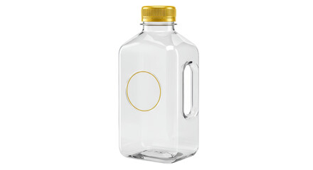 Isolated Transparent Plastic Bottle with Yellow Cap