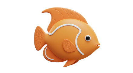 Isolated Orange Tropical Fish with White Stripes
