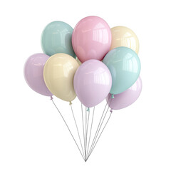 Retro Theme Balloons: Balloons in pastel shades with retro isolated on transparent background.