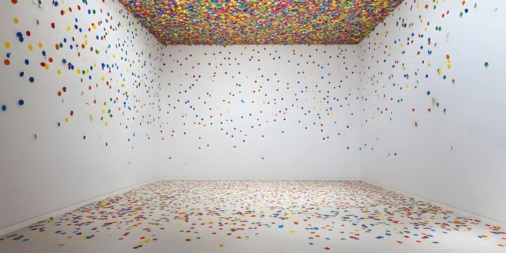 Colorful Confetti Room Art Installation Modern Interior Design