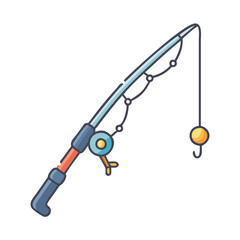 Fishing rod equipment vector illustration for recreational fishing sport and fishing hobby concept