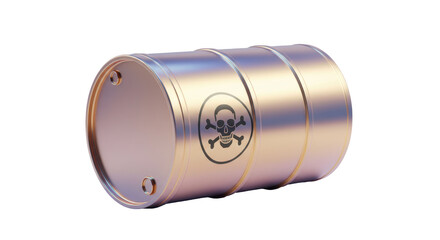 Isolated Metal Barrel with Skull Warning Sign