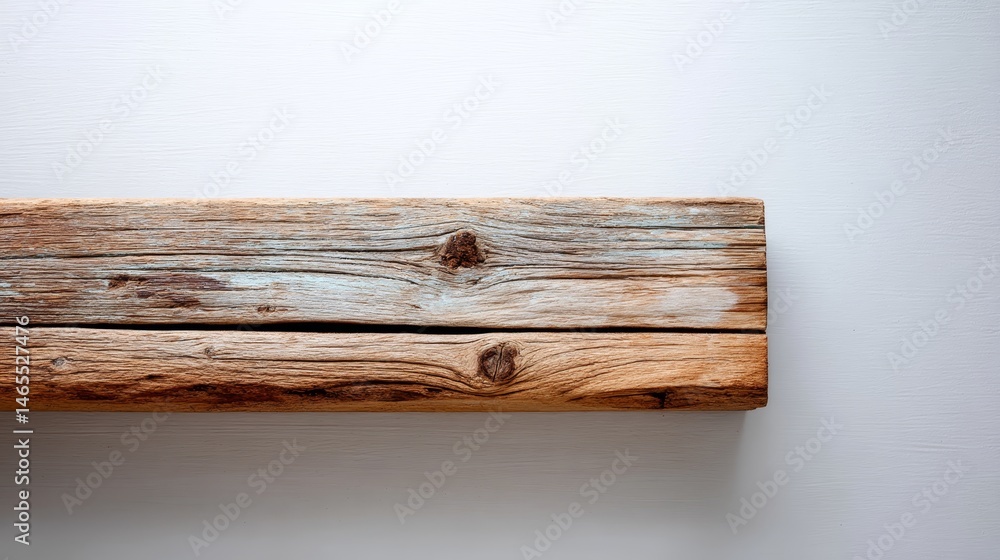 Poster a weathered teak bench displays its beautiful, aged texture, with unique knots highlighting rustic e