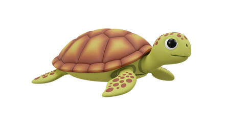 Isolated Baby Sea Turtle with Brown Shell