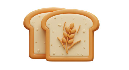 Isolated Sliced Wheat Bread with Grain Decoration