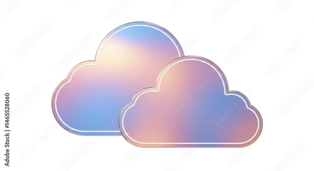 Poster isolated holographic cloud computing icon with gradient effect