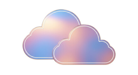 Isolated Holographic Cloud Computing Icon with Gradient Effect