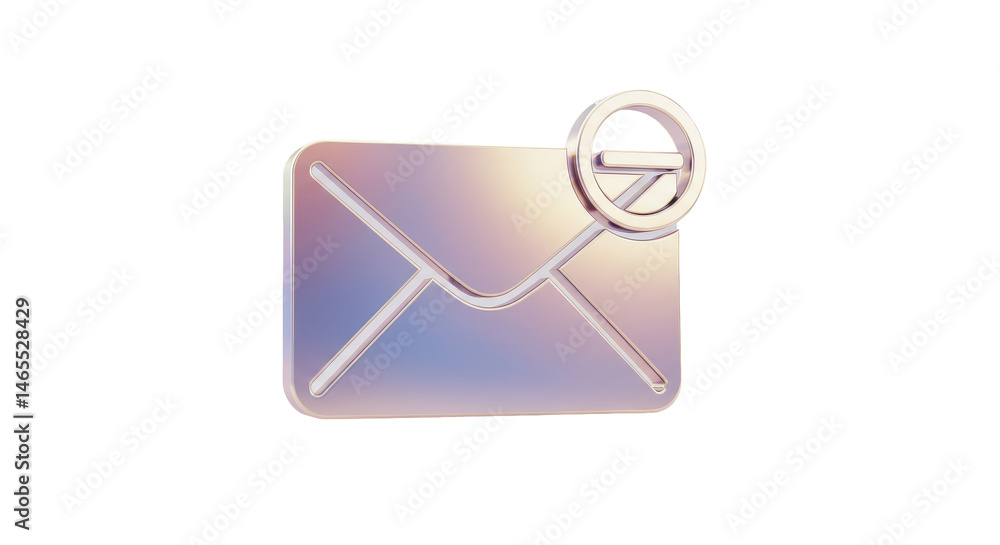 Poster isolated metallic email icon with subtle gradient