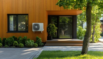 Obraz premium Modern house exterior with HVAC unit