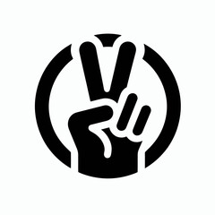 Obraz premium Peace Sign Hand Silhouettes in black on a white background 