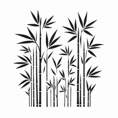 Obraz premium Bamboo Plant Silhouettes in black on a white background 