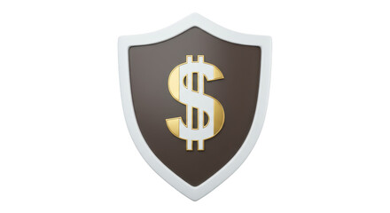 Isolated Metallic Shield with Dollar Sign for Financial Security
