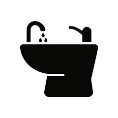 Obraz premium Bidet Silhouettes in black on a white background