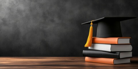 Graduation Hat and Books: Symbol of Education and Learning