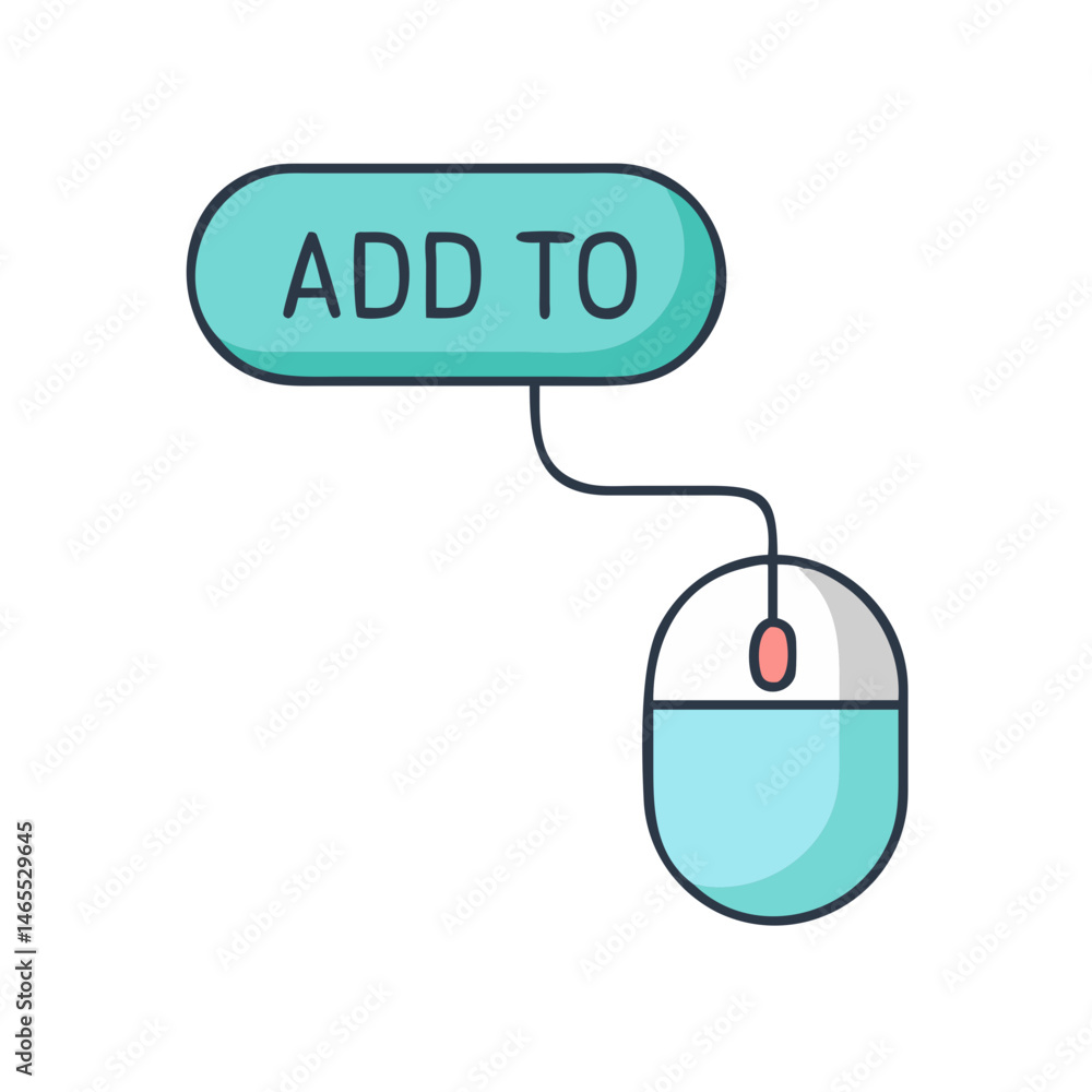 Leinwandbilder add to button click with computer mouse cursor for online shopping and website design use case