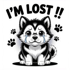 "Tears of a Lost Pup: A Heartfelt Cry from a Missing Furry Friend in a Bold Pop Art Style, Capturing the Sadness, Innocence, and Urgency of a Beloved Dog's Disappearance with Big Brown Eyes, Cartoonis