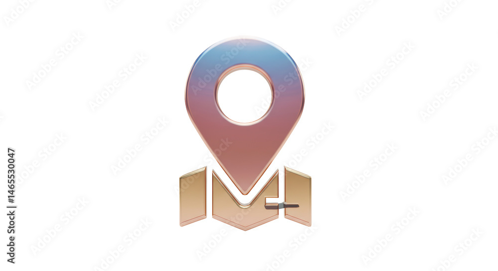 Poster isolated map pin symbol with initial location logo