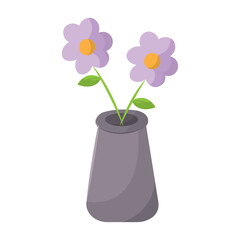 Purple flowers in vase. Vector