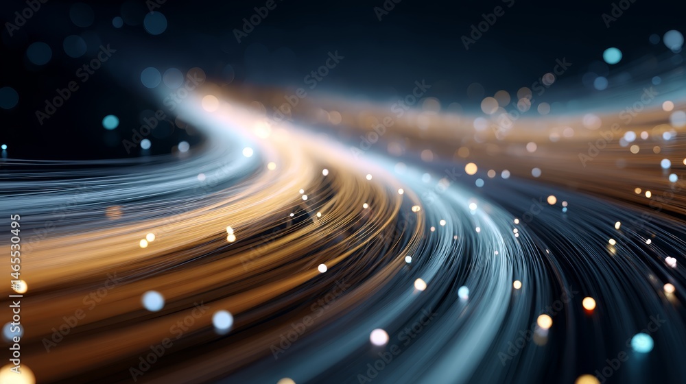 Leinwandbilder intricate fiber optic cables emit soft blue and orange lights, creating a captivating visual effect 