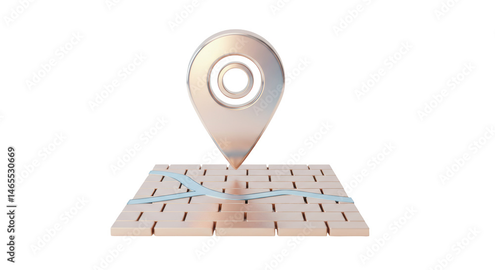 Poster isolated map pin on abstract city map for location tracking