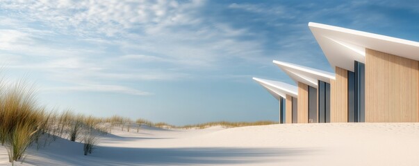 Modern Beach House Architecture with Dunes, Sky View ,Beachhouse,Architecture