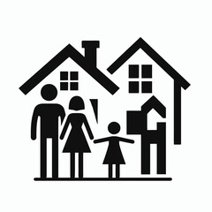   Home  Family Silhouettes in black on a white background