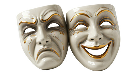 Isolated Tragedy and Comedy Masks for Theatrical Performance
