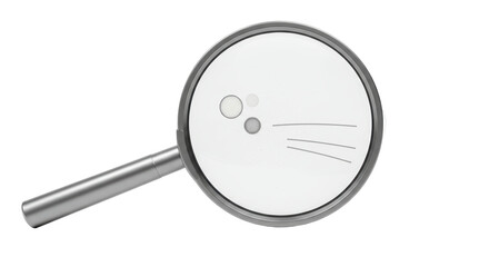 Isolated Magnifying Glass with Cat Face for Pet Discovery