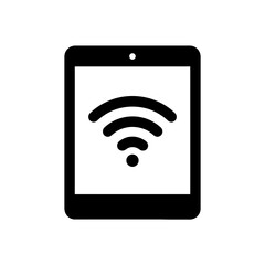  WiFi Tablet Silhouettes in black on a white background 