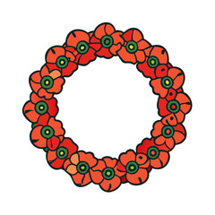 Download beautiful remembrance day poppy wreath vector illustration for your designs and projects