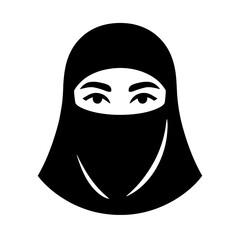  Face Veil Silhouettes in black on a white background