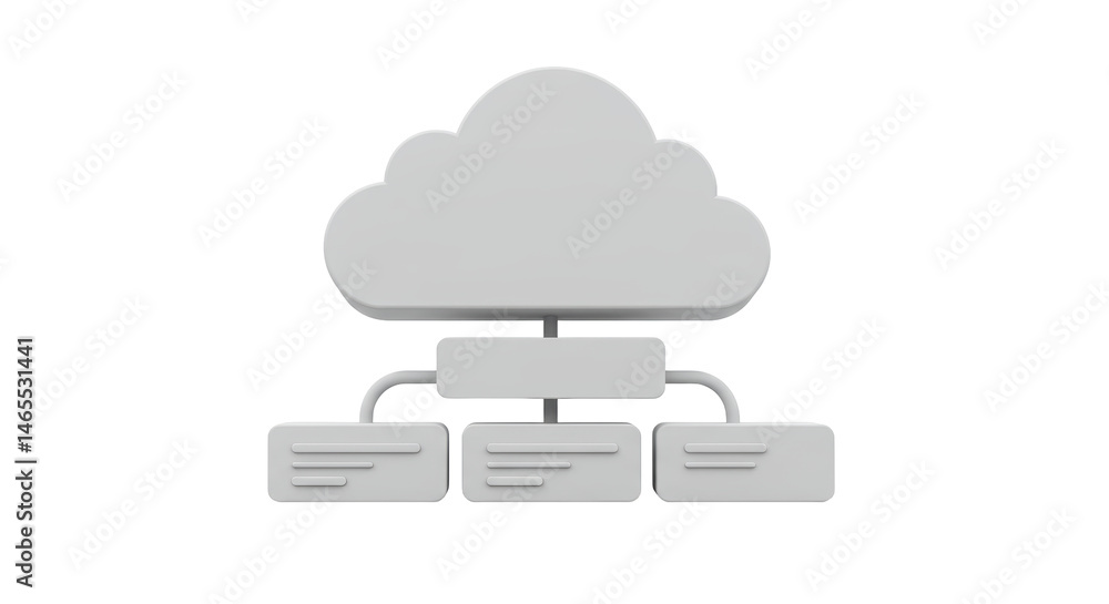 Poster isolated cloud with boxes for data network storage