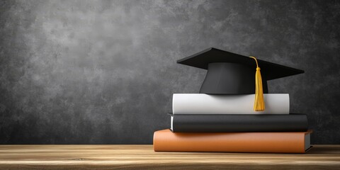 Graduation Hat and Books: Symbol of Education and Learning