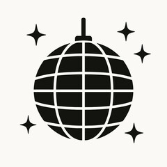  Glittering Disco Ball Silhouettes in black on a white background