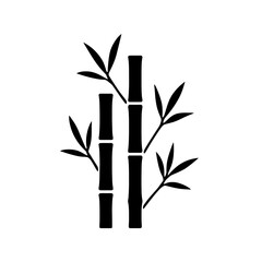  Bamboo Plant Silhouettes in black on a white background 