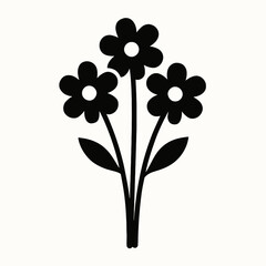  Flowers Silhouettes in black on a white background 