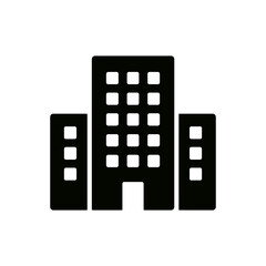  Office Building Silhouettes in black on a white background 