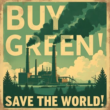 Retro eco propaganda parody &mdash; satire on green branding
