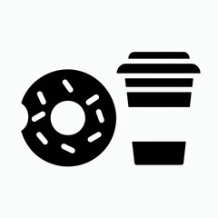   Bagel  Coffee Silhouettes in black on a white background