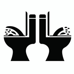   Bidet Silhouettes in black on a white background 