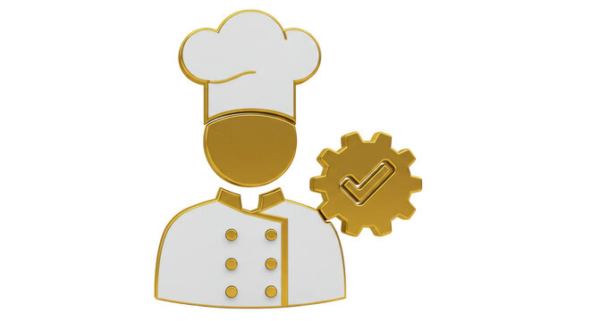 Isolated Chef with Check Mark Gear