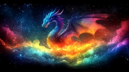 Obraz premium Fantasy dragon glowing with fiery power high resolution hd picture