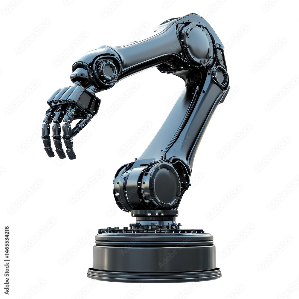 Poster robotic arm isolated on transparent background .
