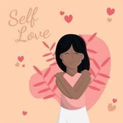 Self love embracing heart. Vector